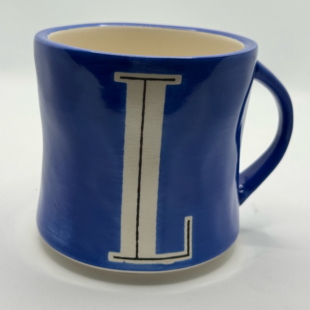 Anthropologie Blue Hand-Painted Mug